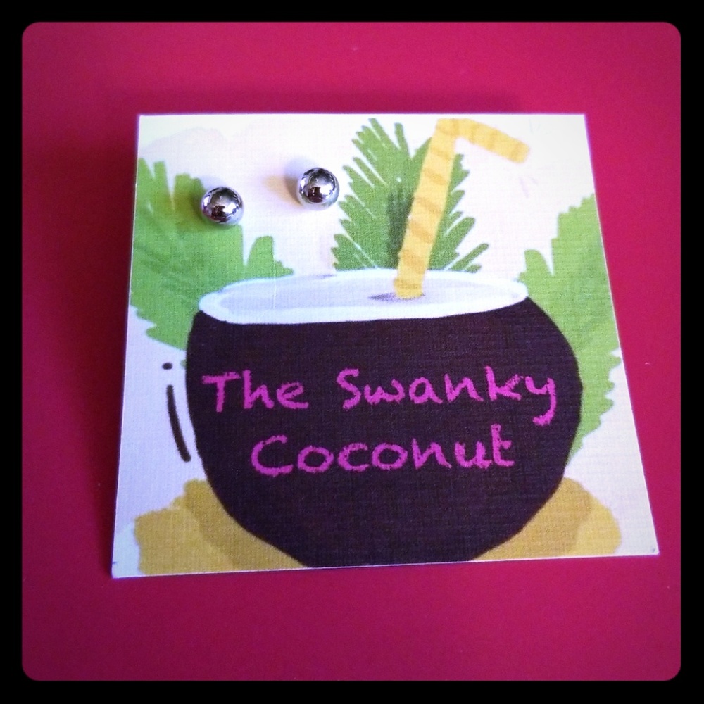 Swanky Coconut Silver Ball Stud Earrings